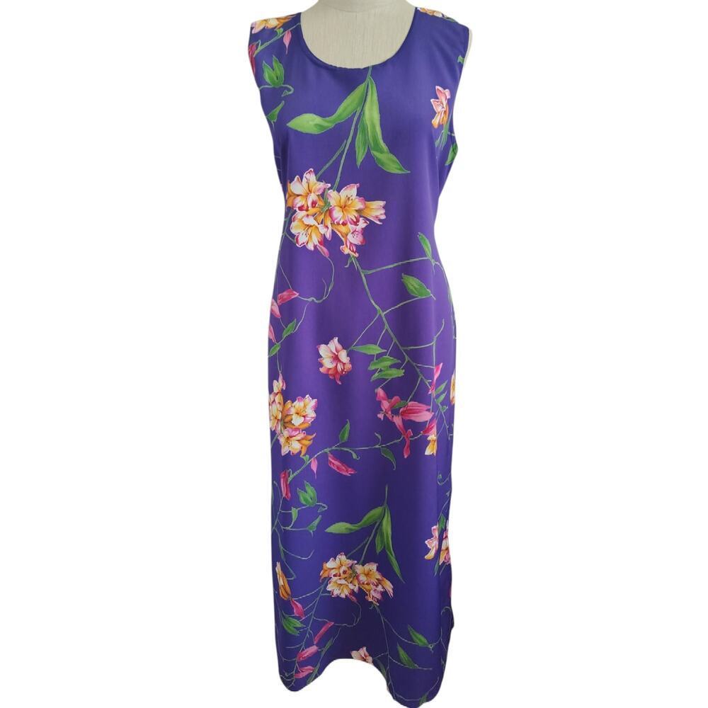 Island Girl‎ Hawaiian Maxi Dress Purple Women's Size Xl USA